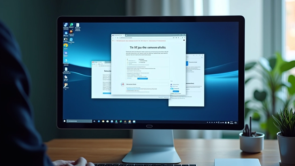 Pantalla de computadora mostrando múltiples ventanas emergentes de publicidad maliciosa y alertas falsas